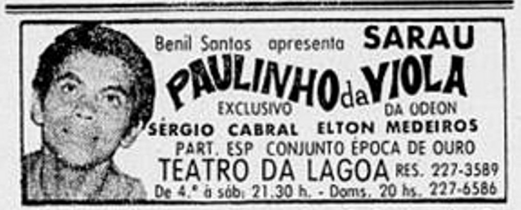 JB 1 novembro 1973 anuncio do espetaculo sarau com paulinho da viola e conjunto epoca de ouro