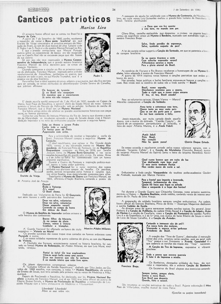 revista da semana 7 setembro 1940 canticos patrioticos chiquinha gonzaga