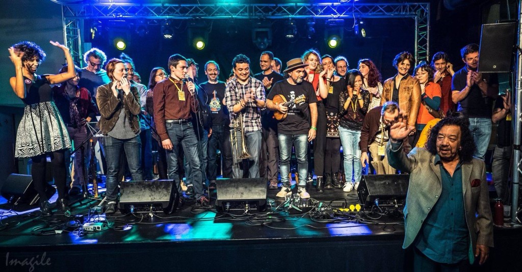 Noite de encerramento da primeira edição do Lille Choro Festival, ano passado, com Raul de Souza (padrinho a direita) e todos os músicos e voluntários que ajudaram na sua organização.